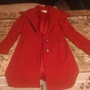 Michael Kors Red Wool Woman's Peacoat Size 4 Authentic Excellent Condition
